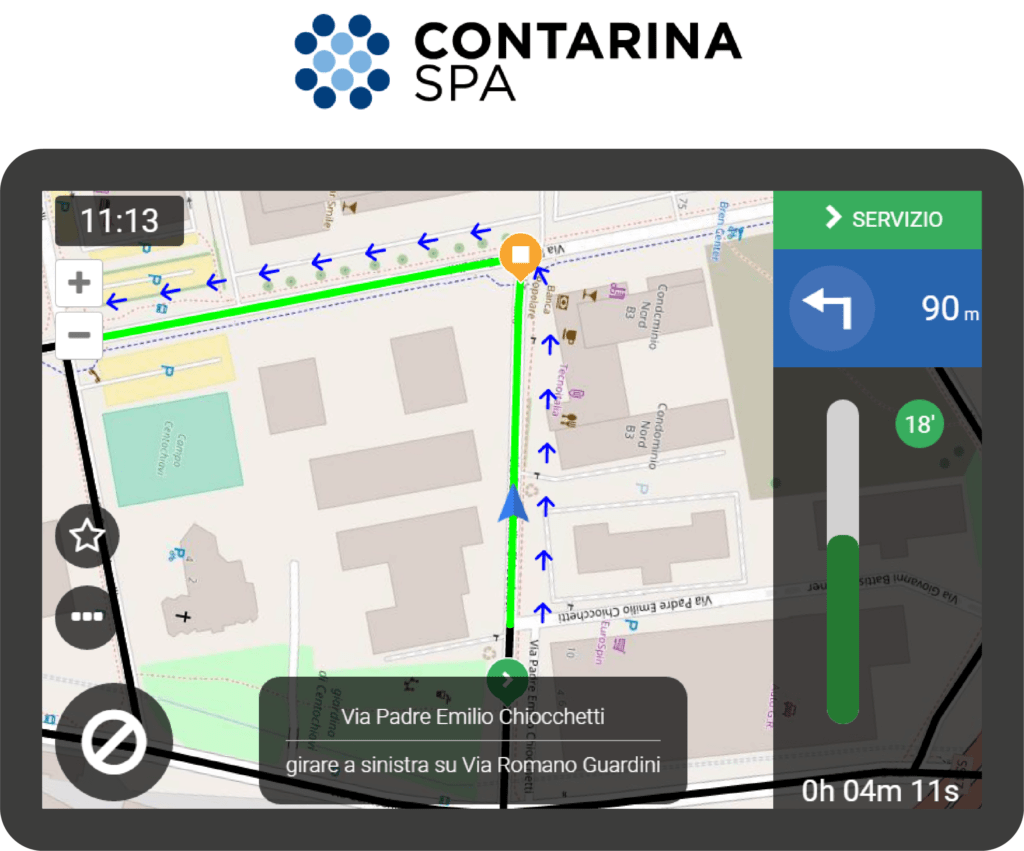 Gestione flotta Contarina - esempio di schermata navigazione assistita