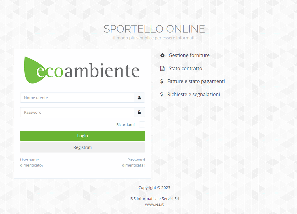Sportello Online di Ecoambiente, powered by I&S