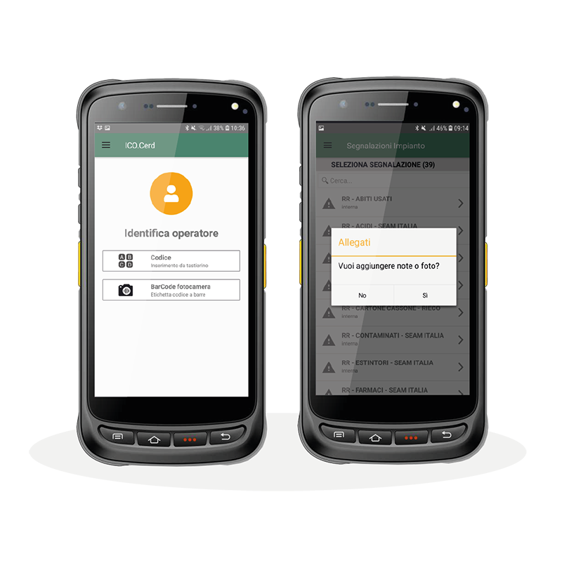 ICOCerd - identificazione operatore ecocentro e invio segnalazioni a centrale con note o foto 