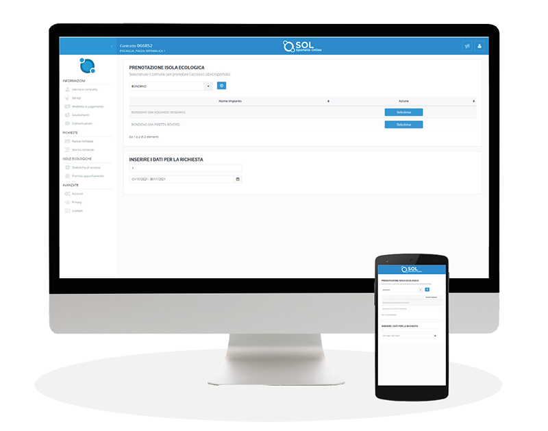 SOL sportello online al cittadino - schermata prenotazione accesso ecocentri 