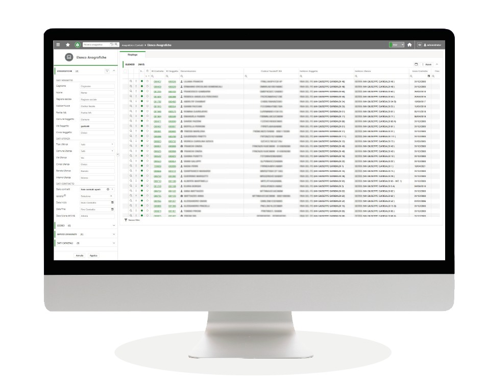 ERP DBW - Ricerca e elenco anagrafiche e contratti