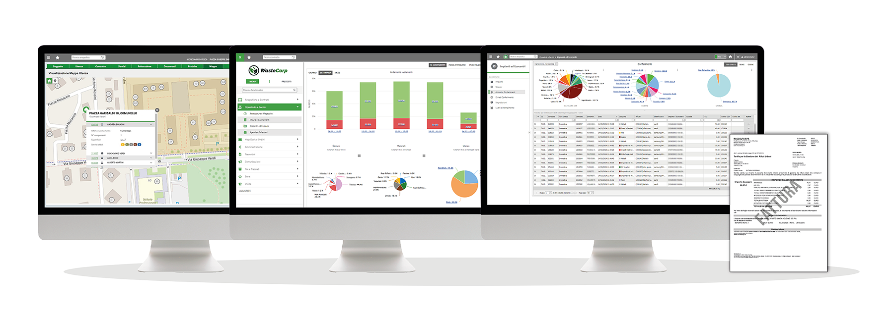 Schermate di esempio del gestionale DBW per la tariffa puntuale