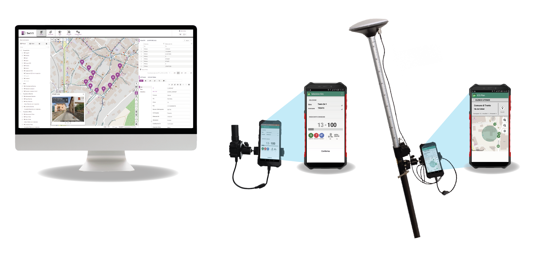 Software e hardware per georeferenziazione centimetrica degli oggetti tramite servizi di correzione RTK