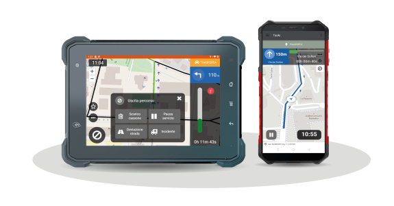 Navigazione assistita operatori sul campo tramite tablet o smartphone a bordo mezzo 