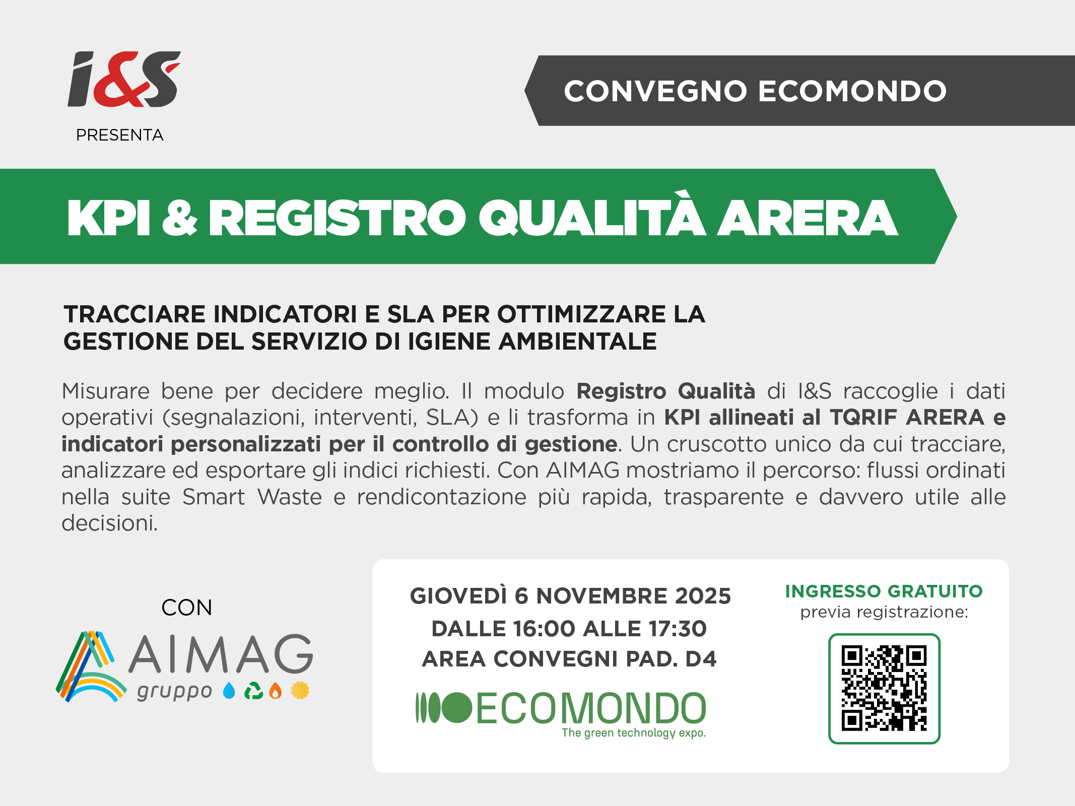 Invito convegno KPI & REGISTRO QUALITA ARERA 