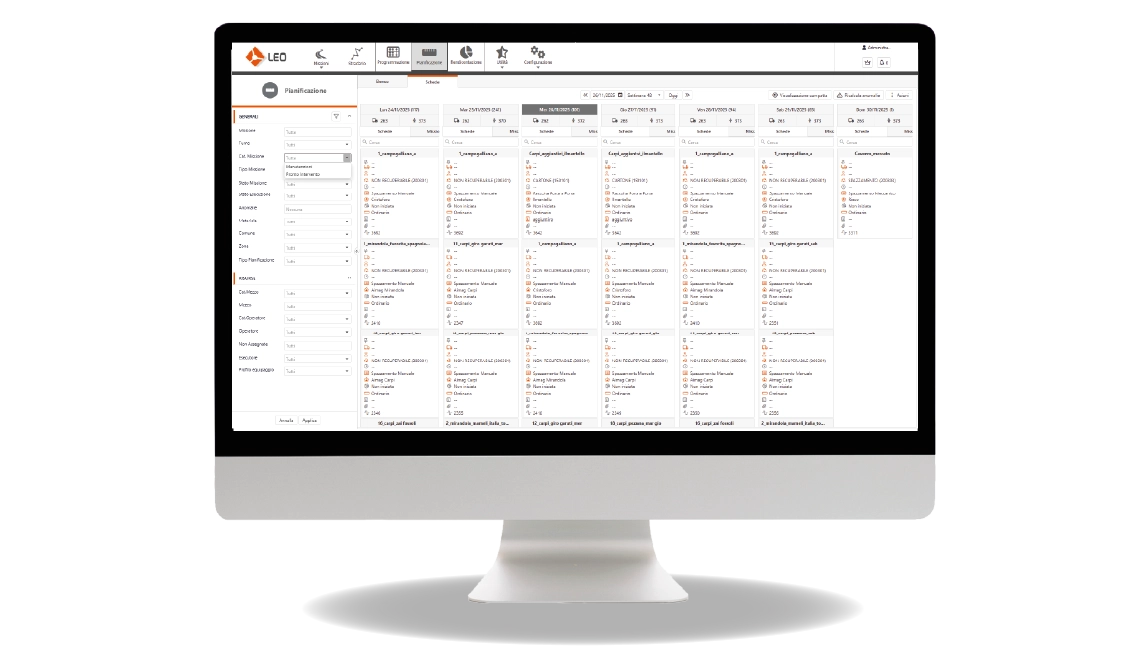 Pianificazione attività di manutenzione - schede di lavoro e missioni